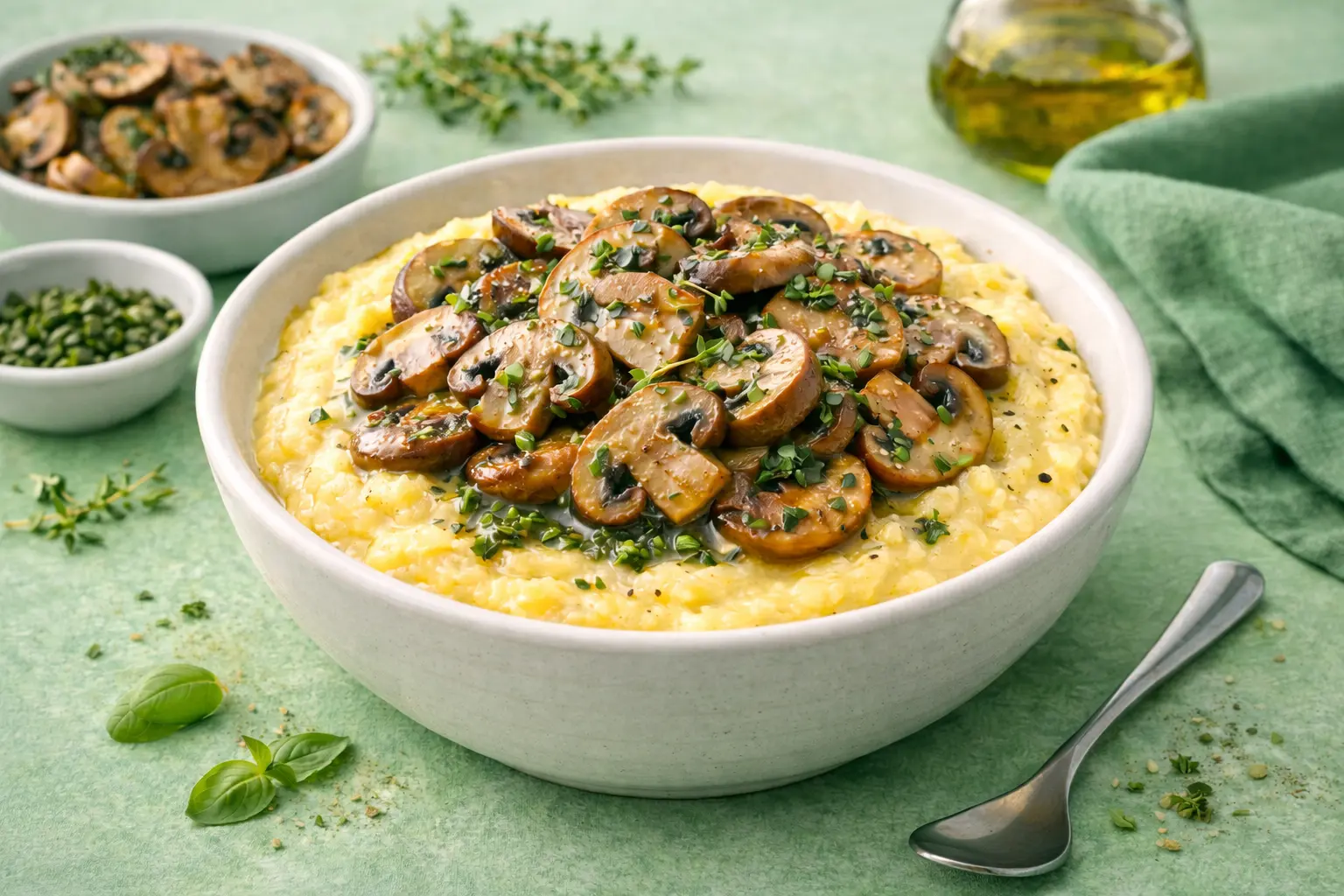 Creamy Mushroom Polenta Bowl