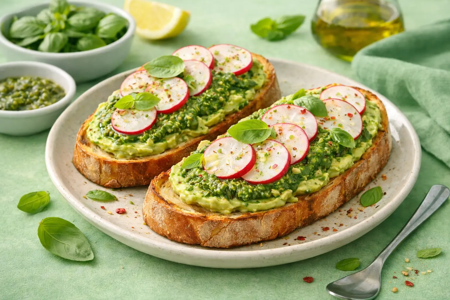 Garden Pesto Toast
